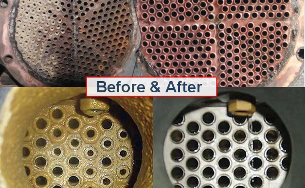 before-and-after Before and after chemical water cleaning.